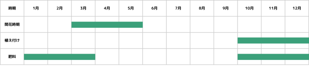 ラナンキュラスの栽培カレンダー