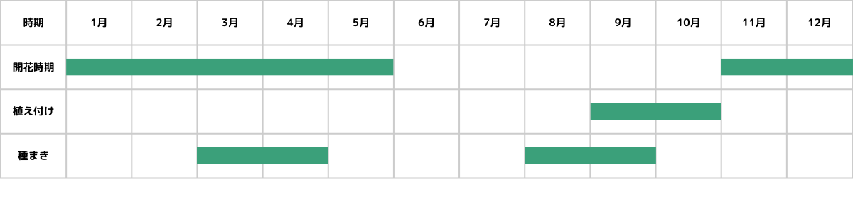 ストックの栽培カレンダー