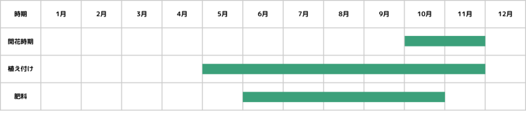 アルテルナンテラの栽培カレンダー