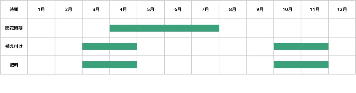 ニゲラの栽培カレンダー