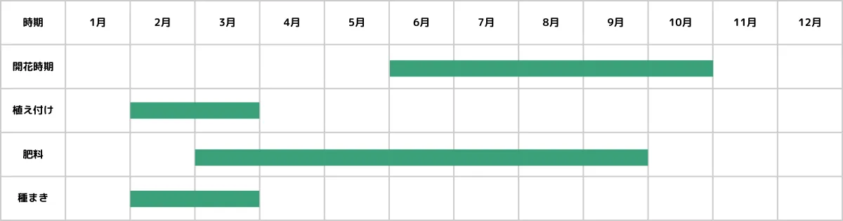キキョウの栽培カレンダー