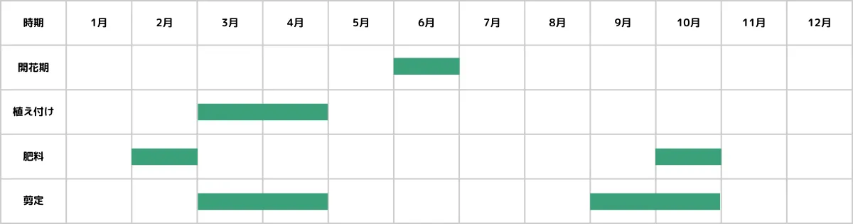 オリーブの栽培カレンダー