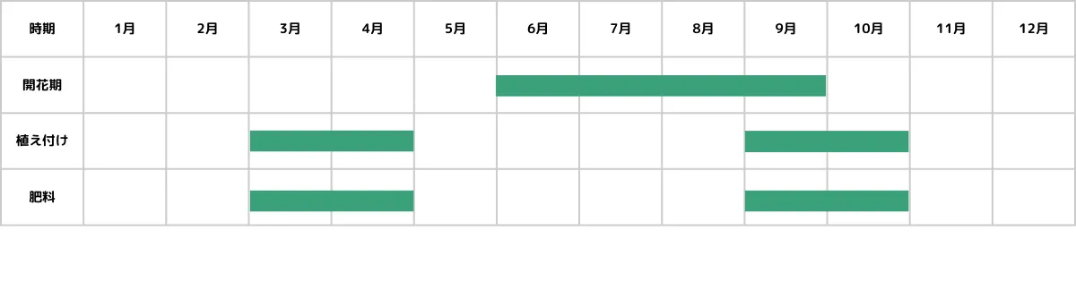 パラへーべ(へーべ)の栽培カレンダー
