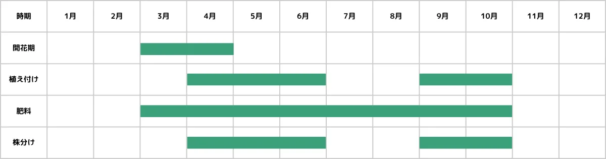 デッキア(ディッキア)の栽培カレンダー